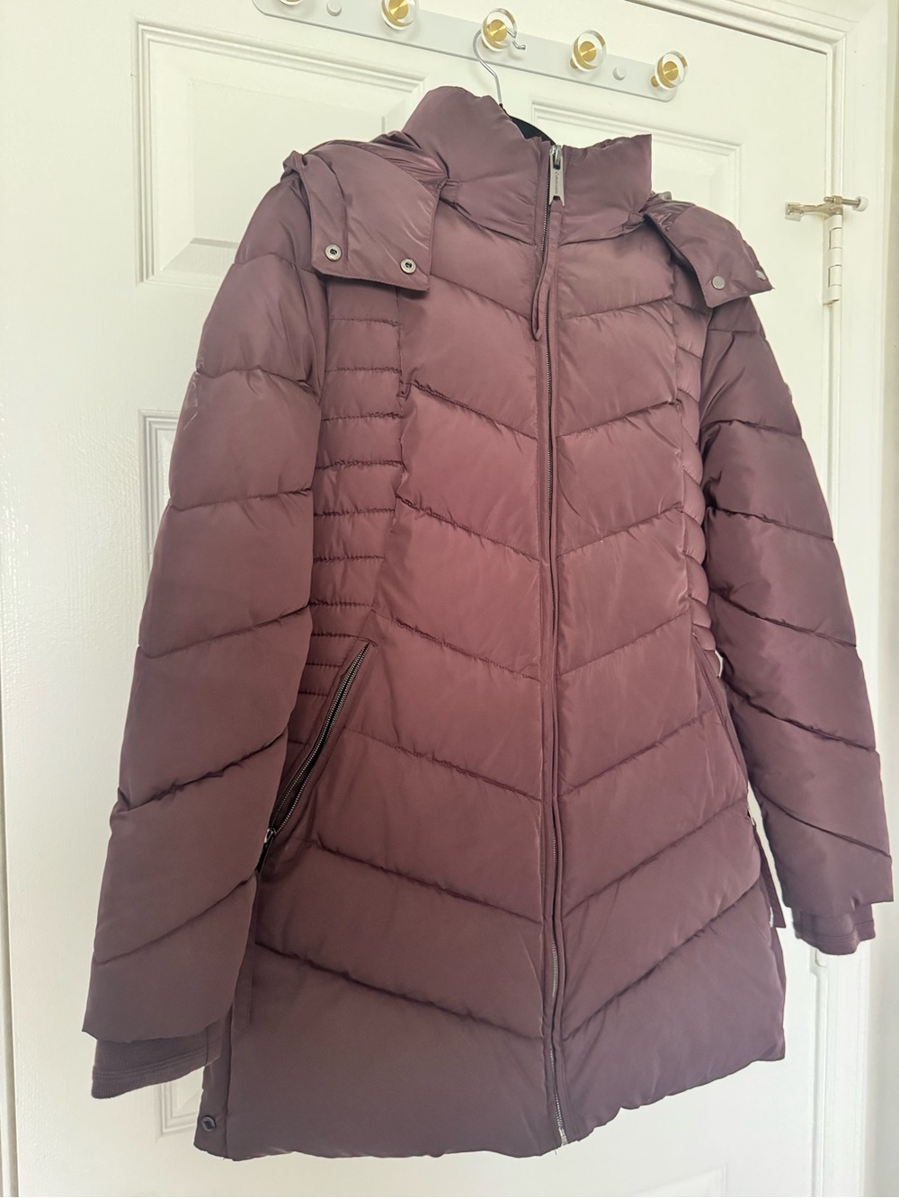 Calvin Klein Women's Quilted Puffer Coat - Deep Plum size S